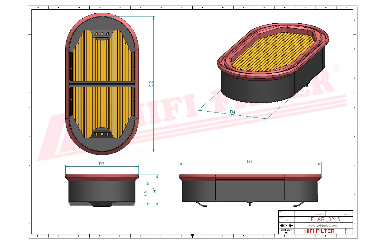 Schema tecnico Filtro aria 12265206 per trattori e macchine agricole