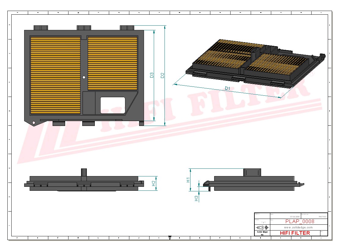 Schema tecnico Filtro aria