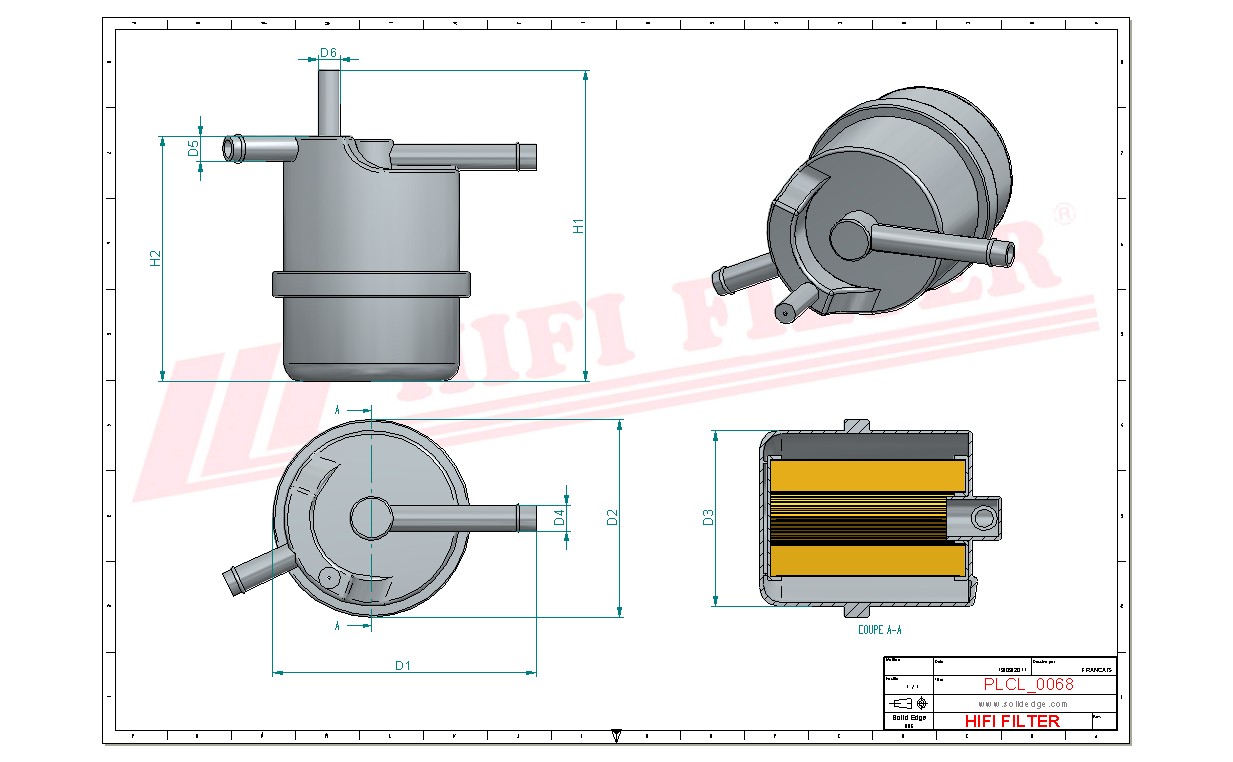 Schema tecnico Filtro carburante