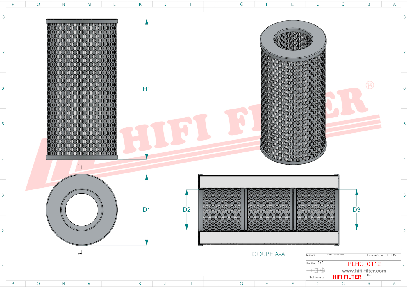 Schema tecnico Filtro idraulico 9231100221 per trattori e macchine agricole