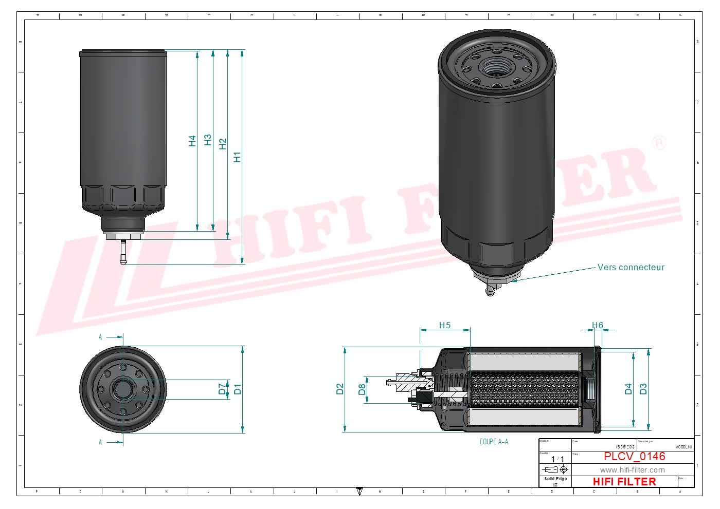 Schema tecnico Filtro carburante 7211170 per trattori e macchine agricole