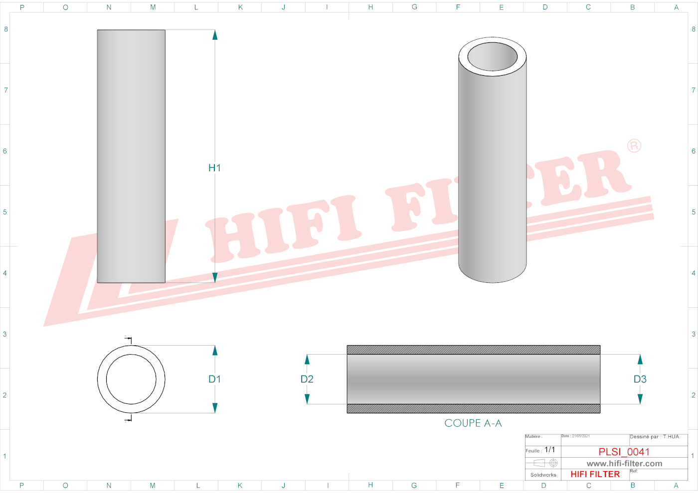 Schema tecnico Filtro aria