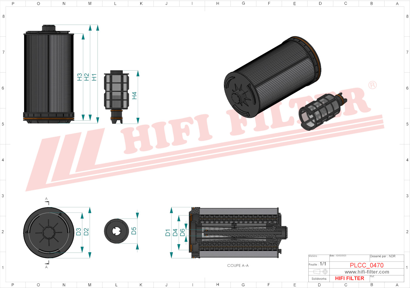 Schema tecnico Filtro carburante