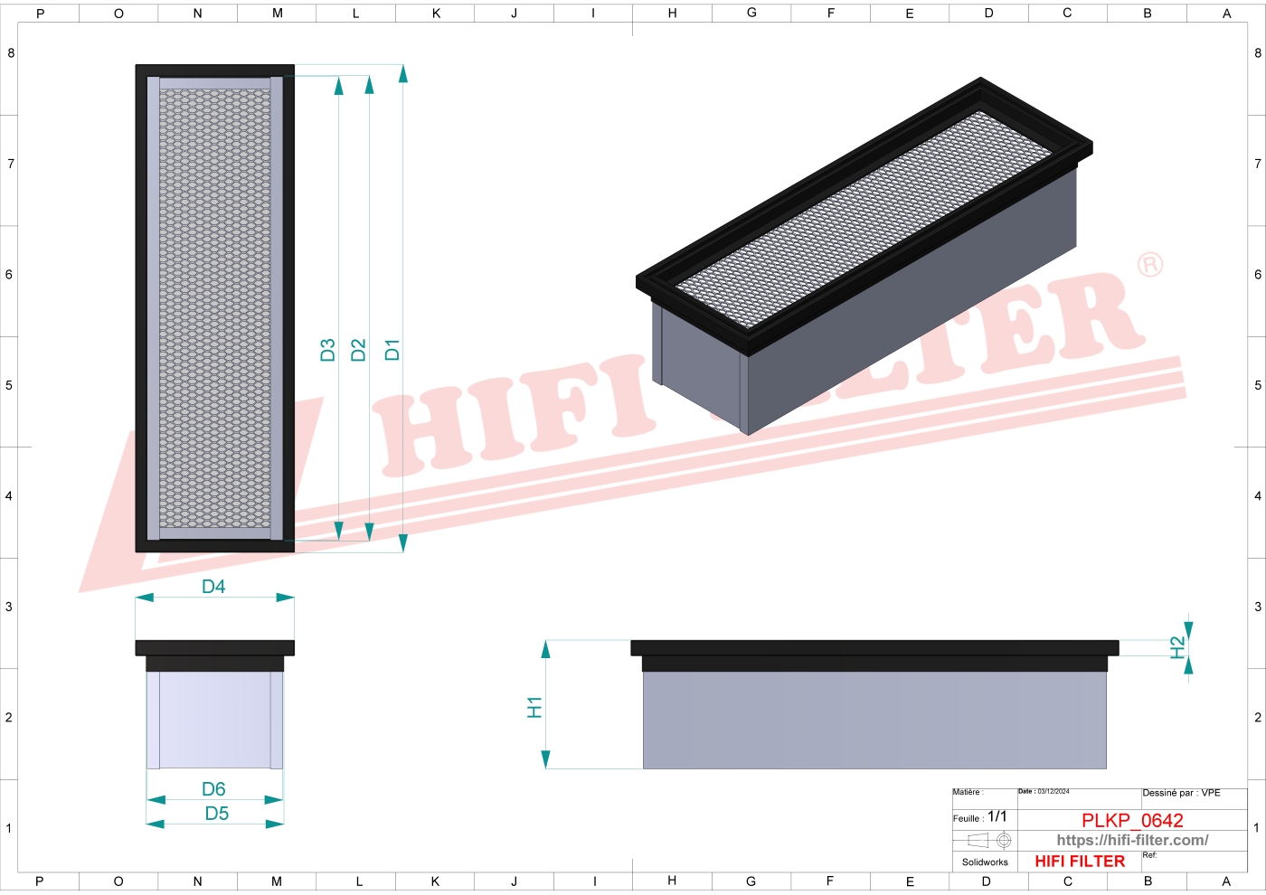 Schema tecnico Filtro abitacolo