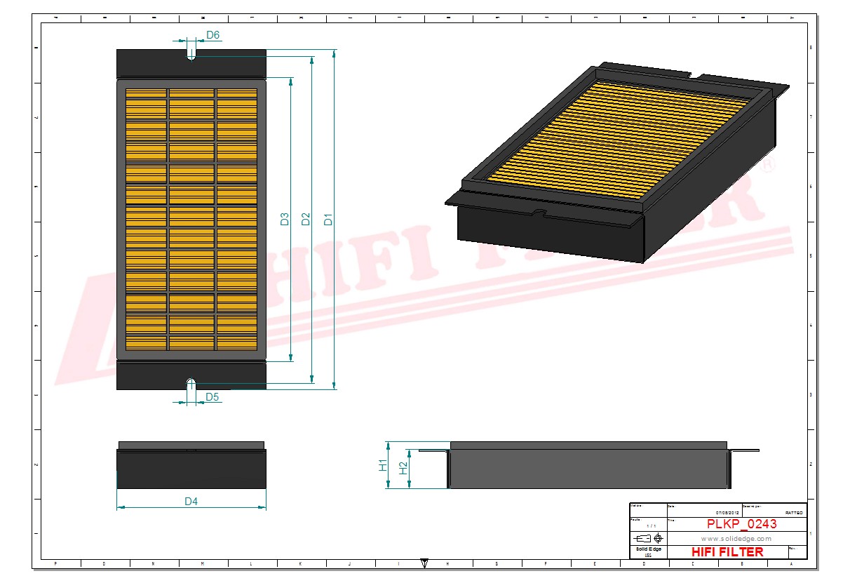 Schema tecnico Filtro abitacolo 144195000 per trattori e macchine agricole