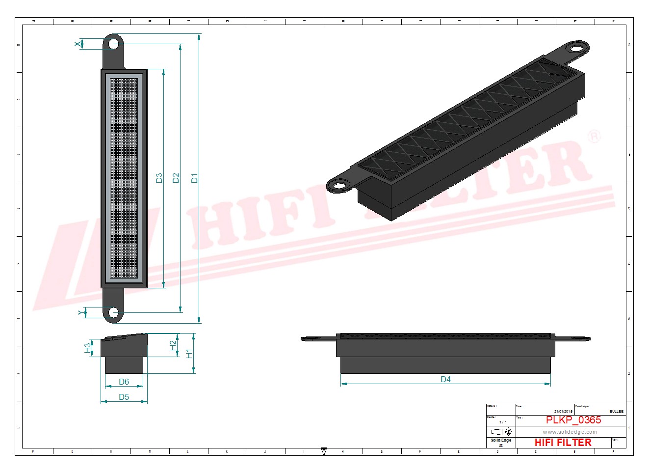 Schema tecnico Filtro abitacolo ai carboni attivi
