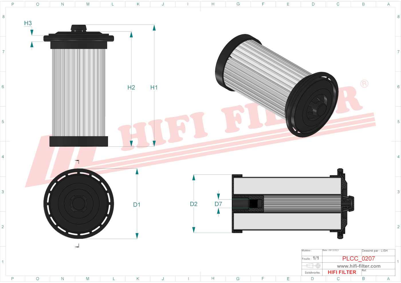 Schema tecnico Filtro carburante 121504244 per trattori e macchine agricole