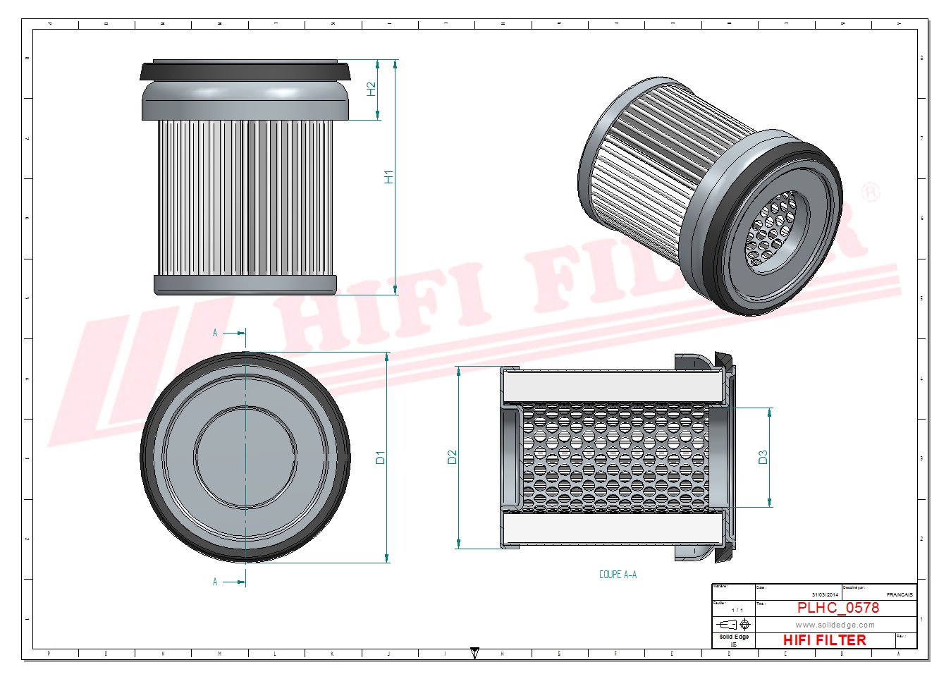 Schema tecnico Filtro olio