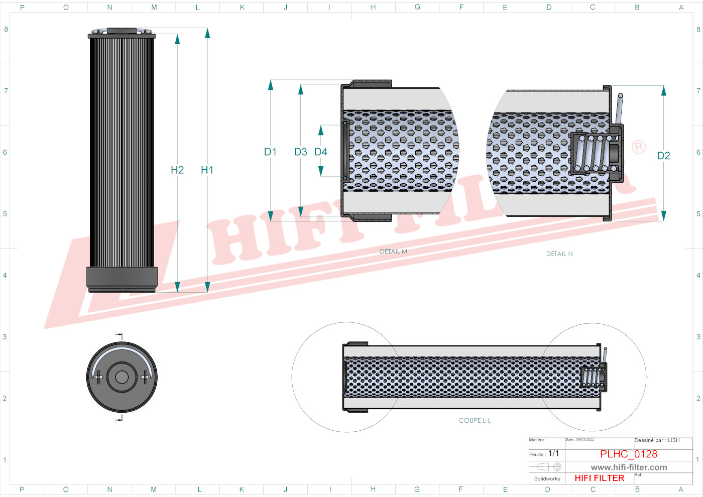 Schema tecnico Filtro idraulico 0270 R020BN3HC per trattori e macchine agricole