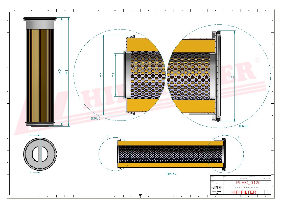 Schema tecnico Filtro olio