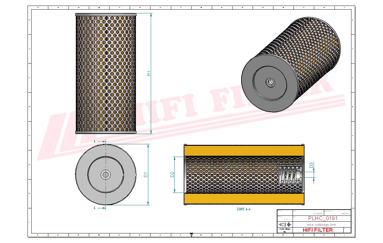 Schema tecnico Filtro olio