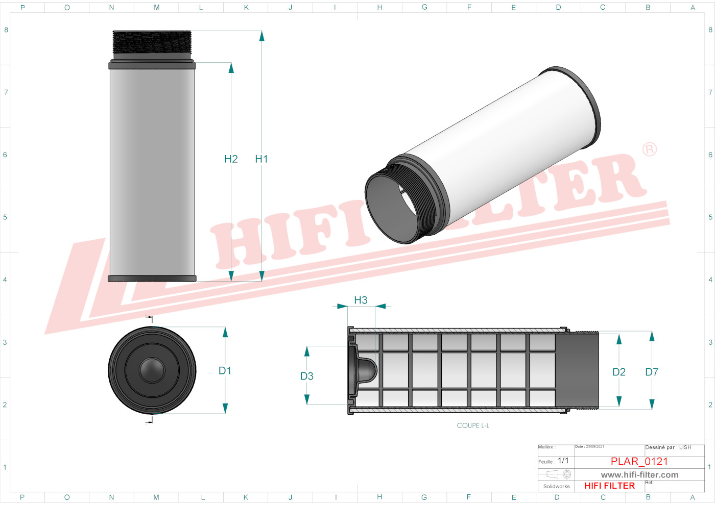Schema tecnico Filtro aria 4563257139 per trattori e macchine agricole