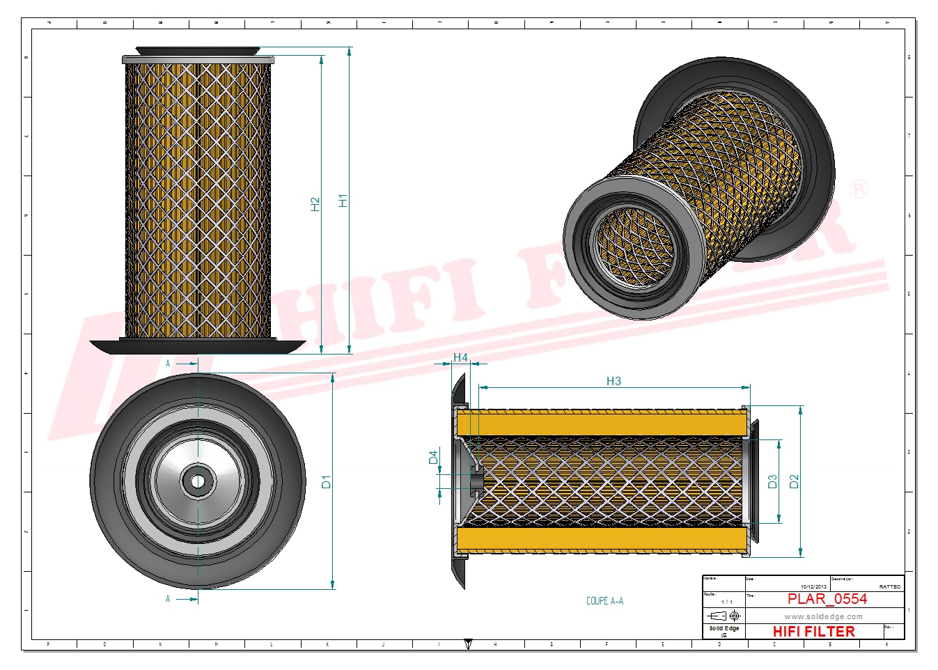 Schema tecnico Filtro aria