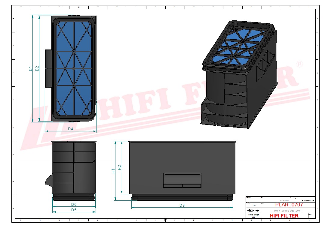 Schema tecnico Filtro aria