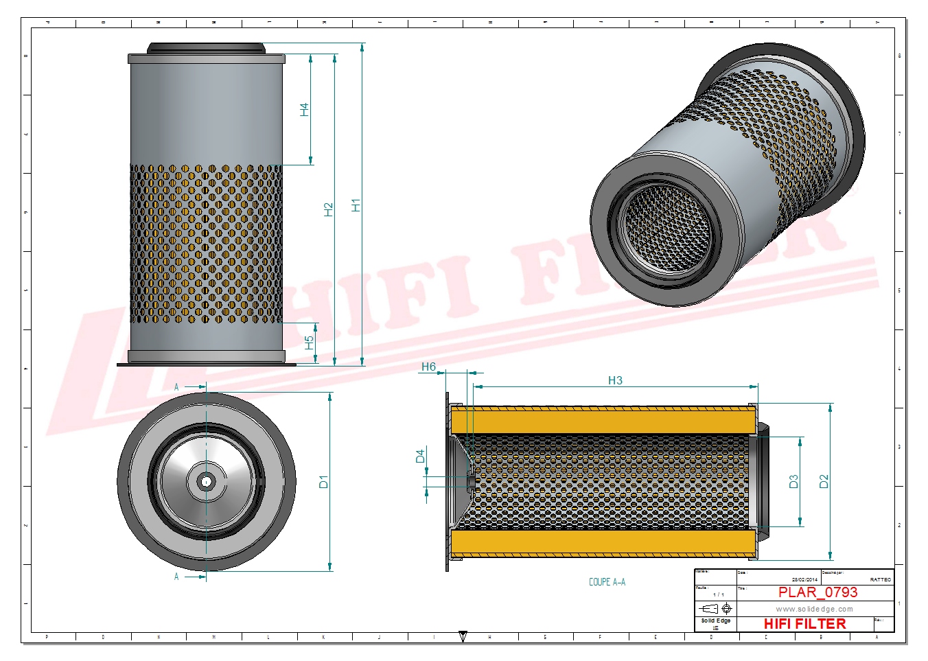 Schema tecnico Prefiltro aria