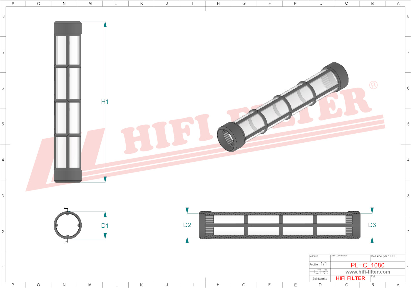 Schema tecnico Filtro olio