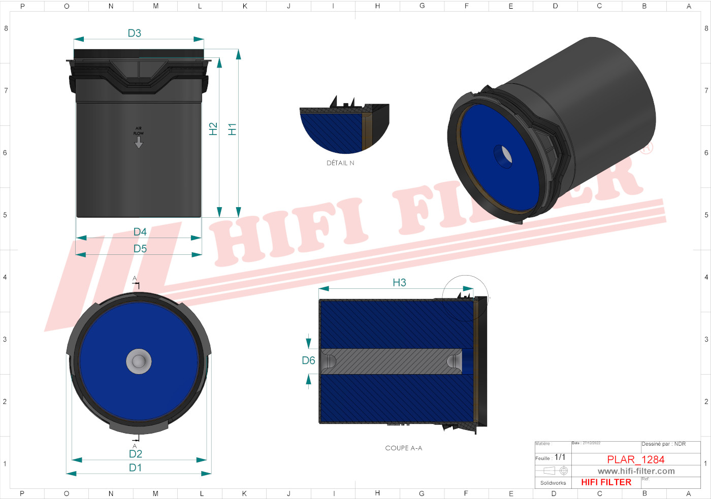 Schema tecnico Filtro aria