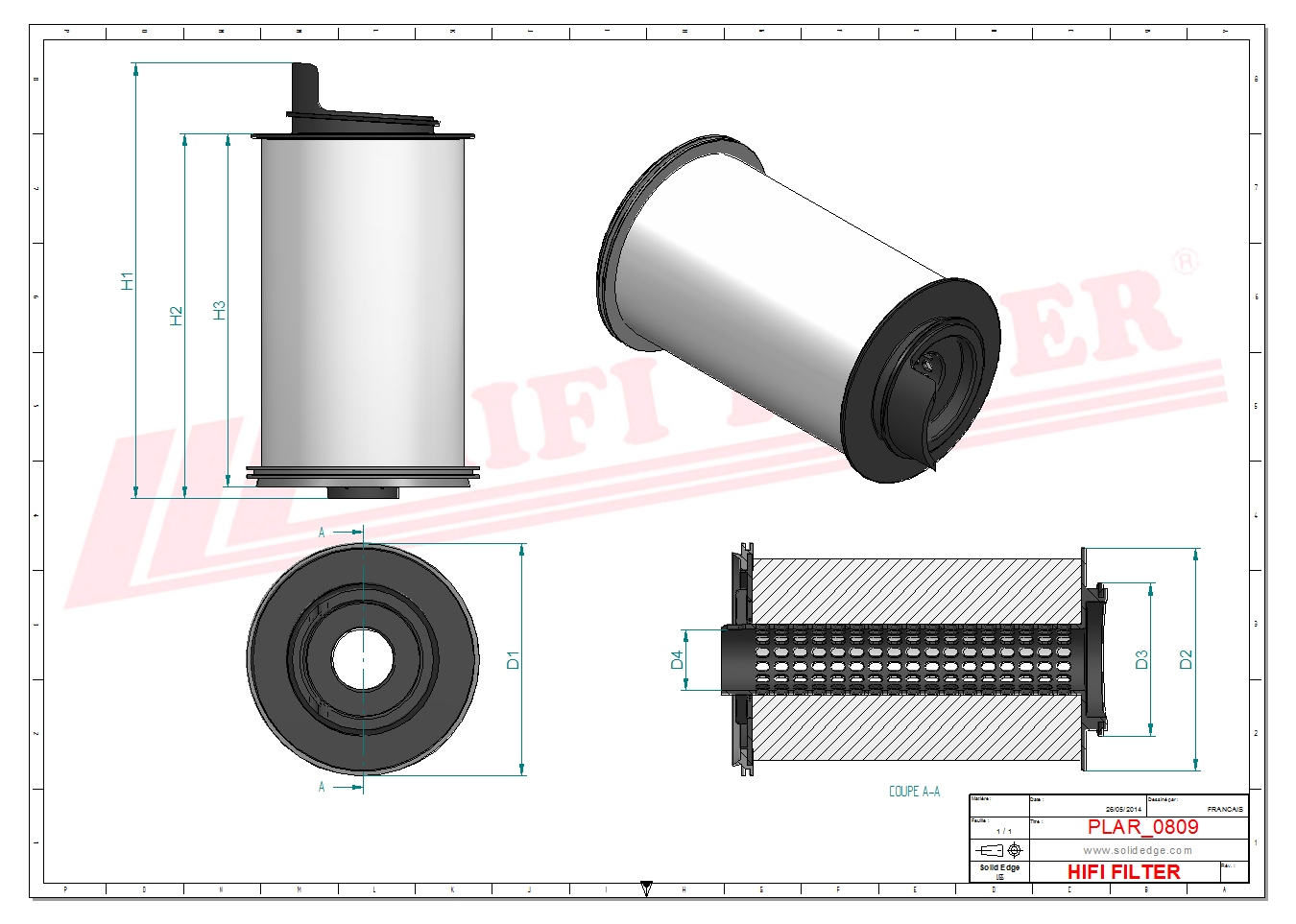 Schema tecnico Filtro Aerazione Motore P78-9407 per trattori e macchine agricole