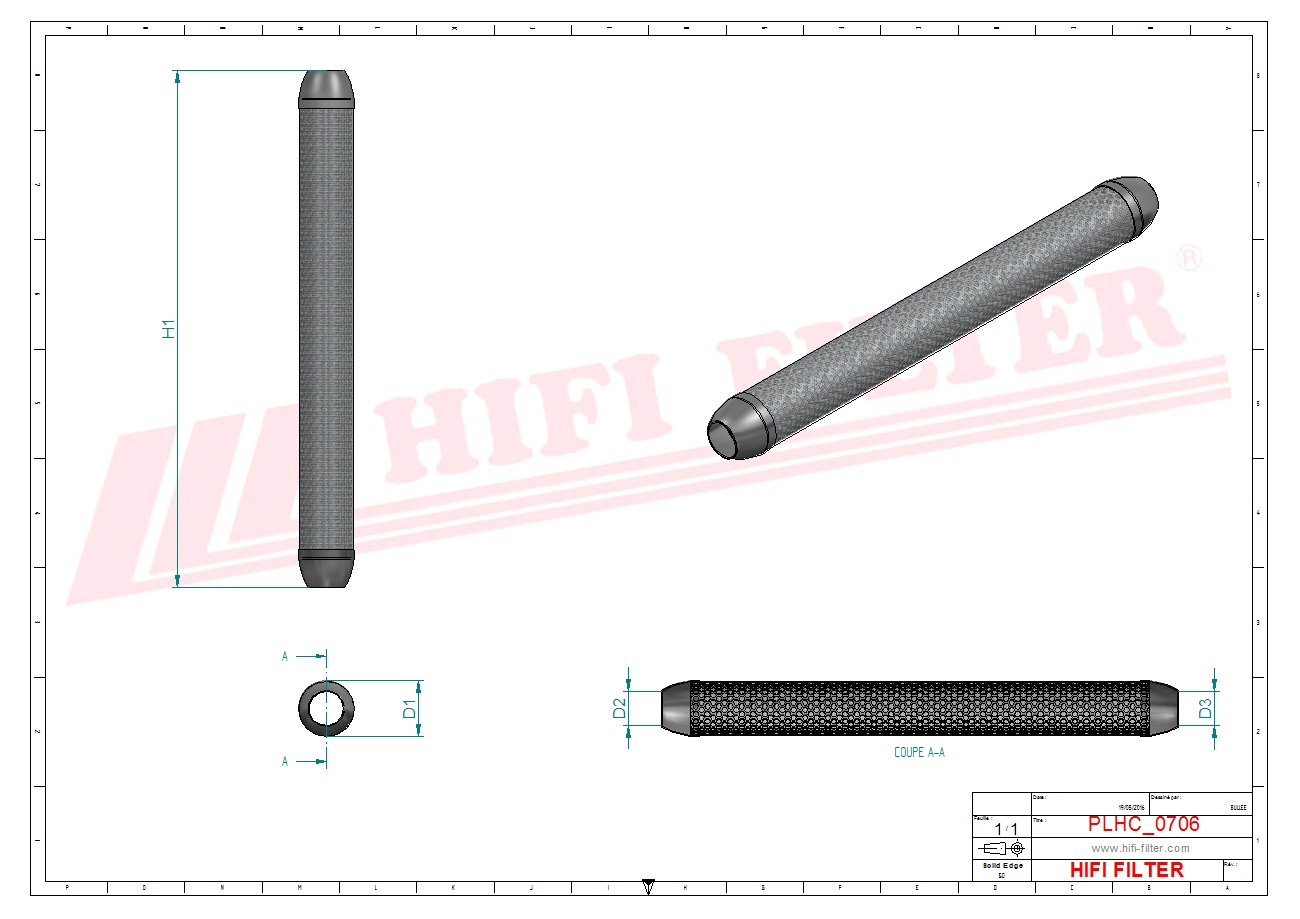Schema tecnico Filtro olio