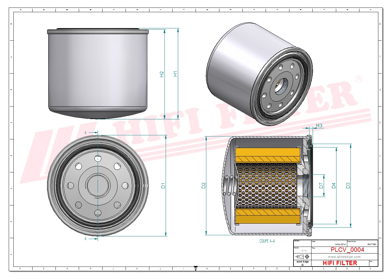Schema tecnico Filtro carburante