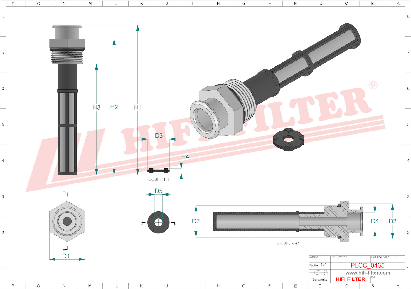 Schema tecnico Filtro Urea 47651824 per trattori e macchine agricole
