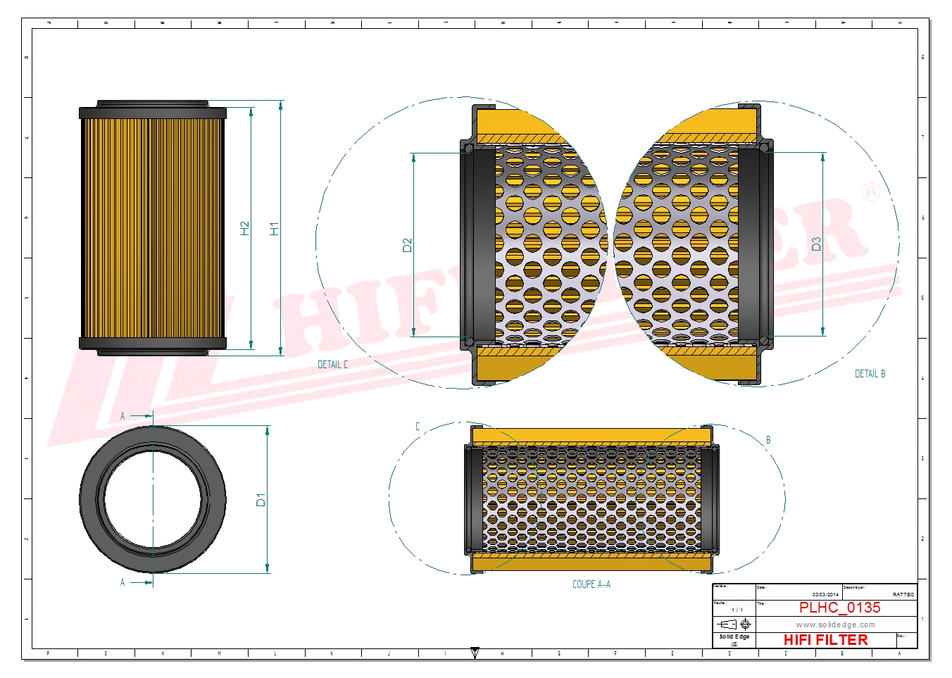 Schema tecnico Filtro olio