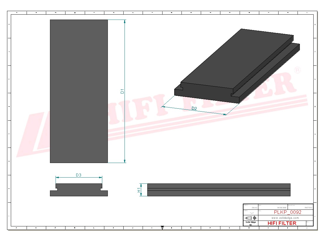 Schema tecnico Prefiltro aria