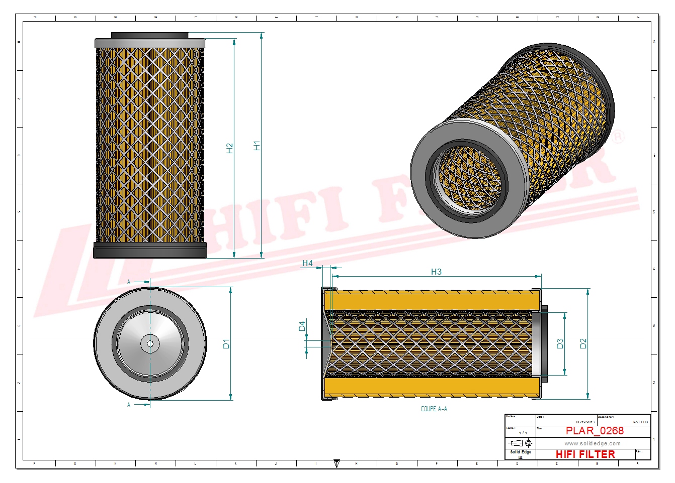 Schema tecnico Filtro aria