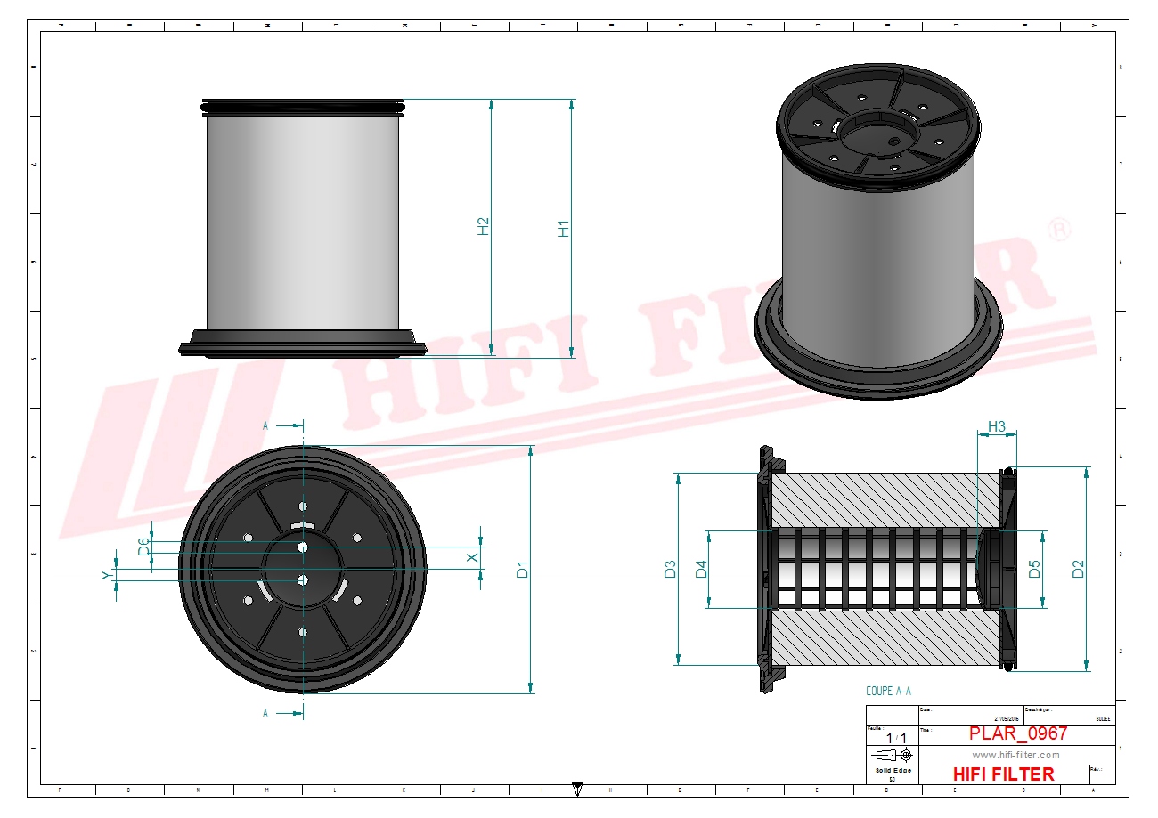 Schema tecnico Filtro aria