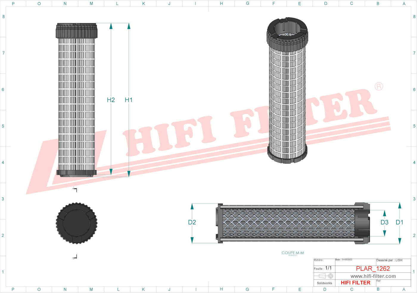 Schema tecnico Filtro aria