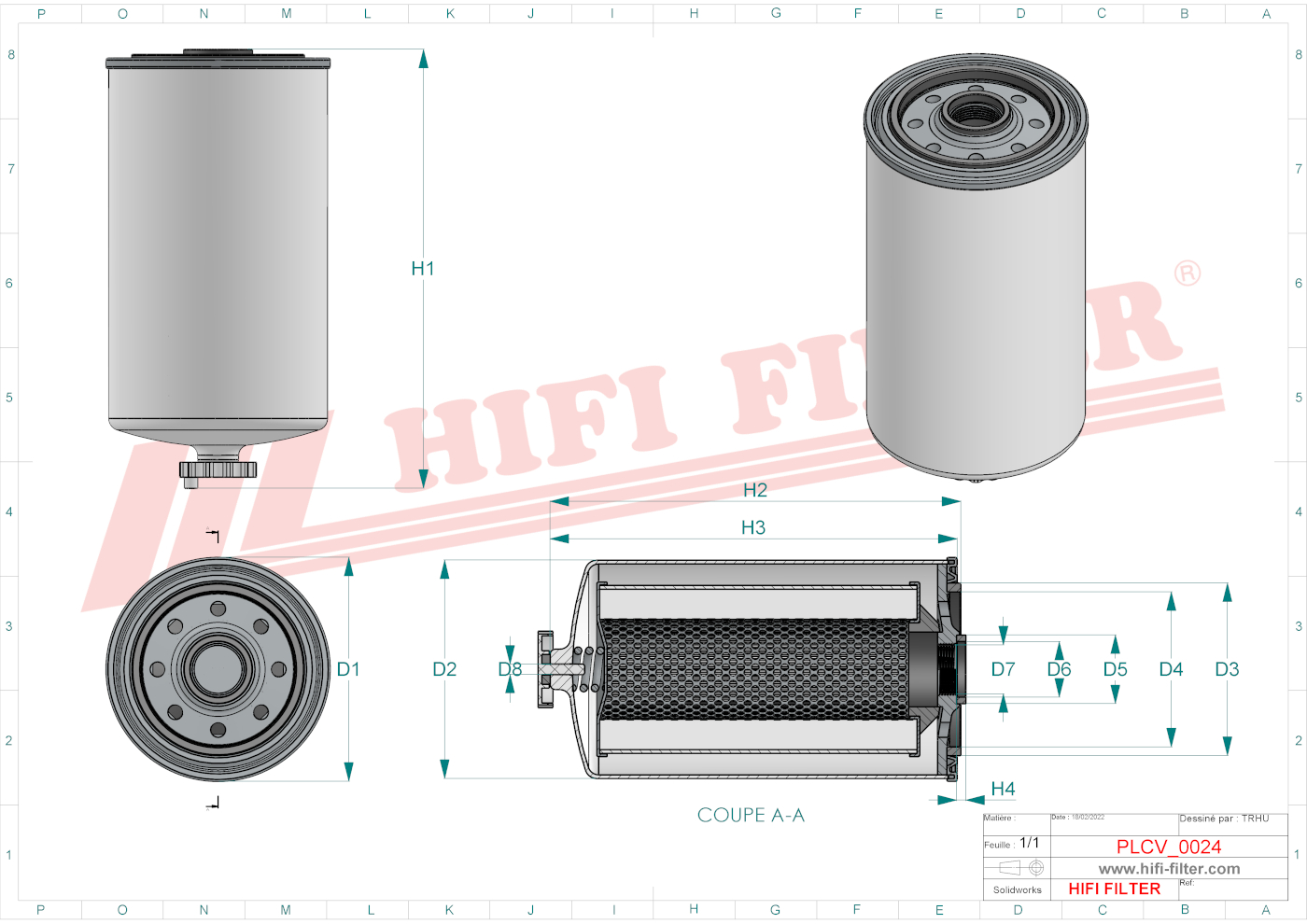 Schema tecnico Filtro carburante 8.312.062.044 per trattori e macchine agricole