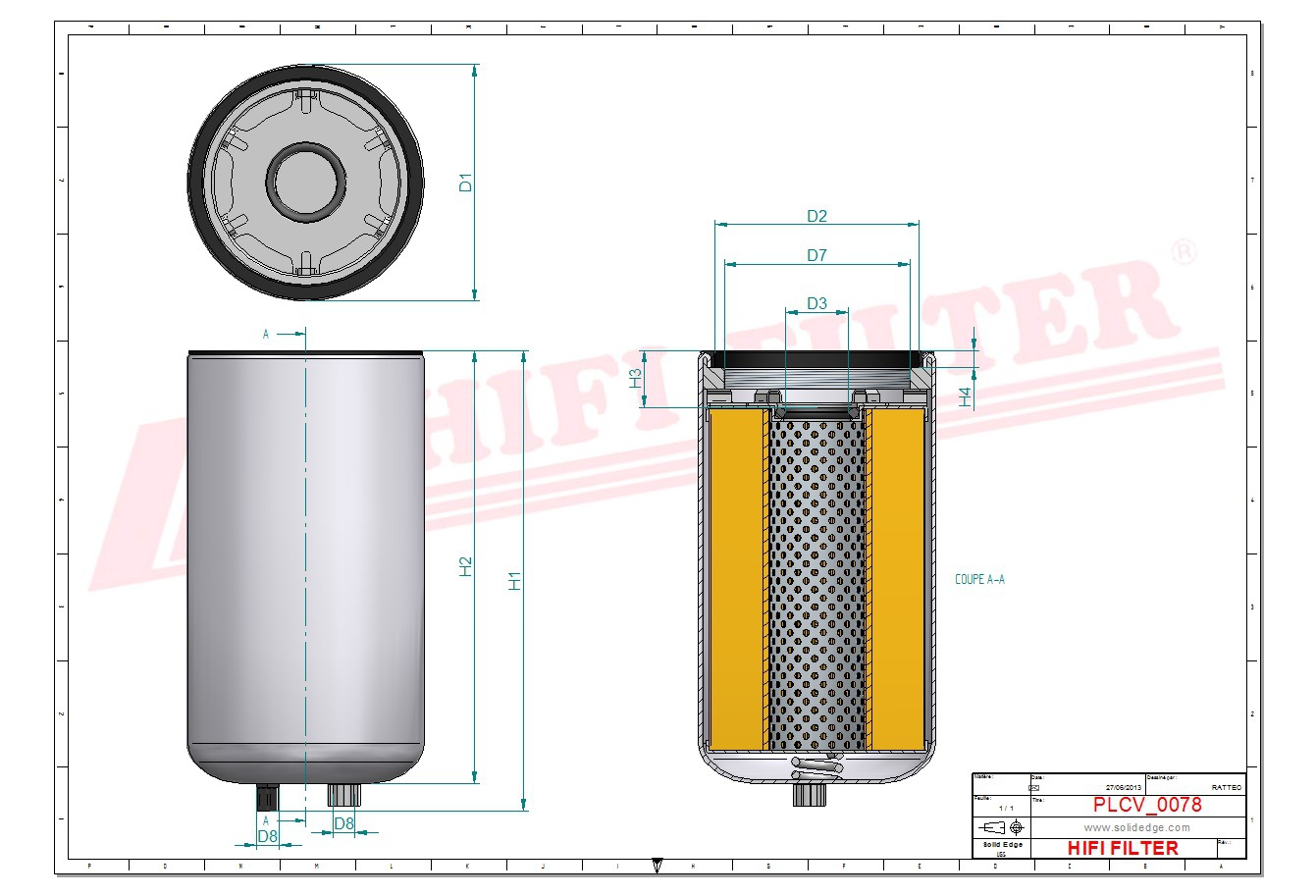 Schema tecnico Filtro carburante
