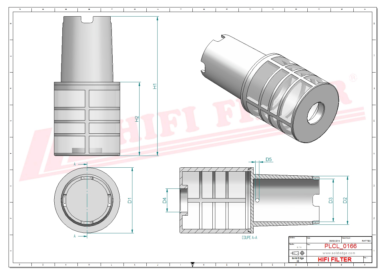 Schema tecnico Prefiltro aria