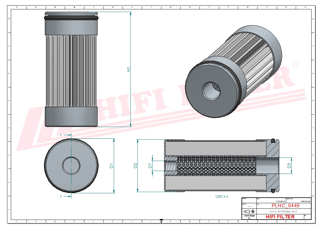 Schema tecnico Filtro olio