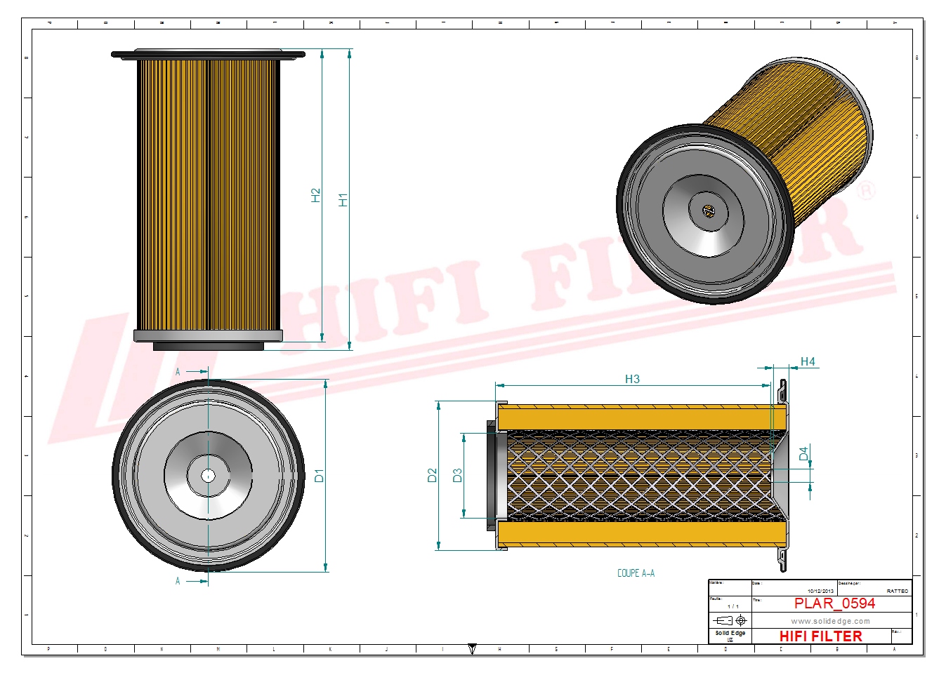 Schema tecnico Filtro aria