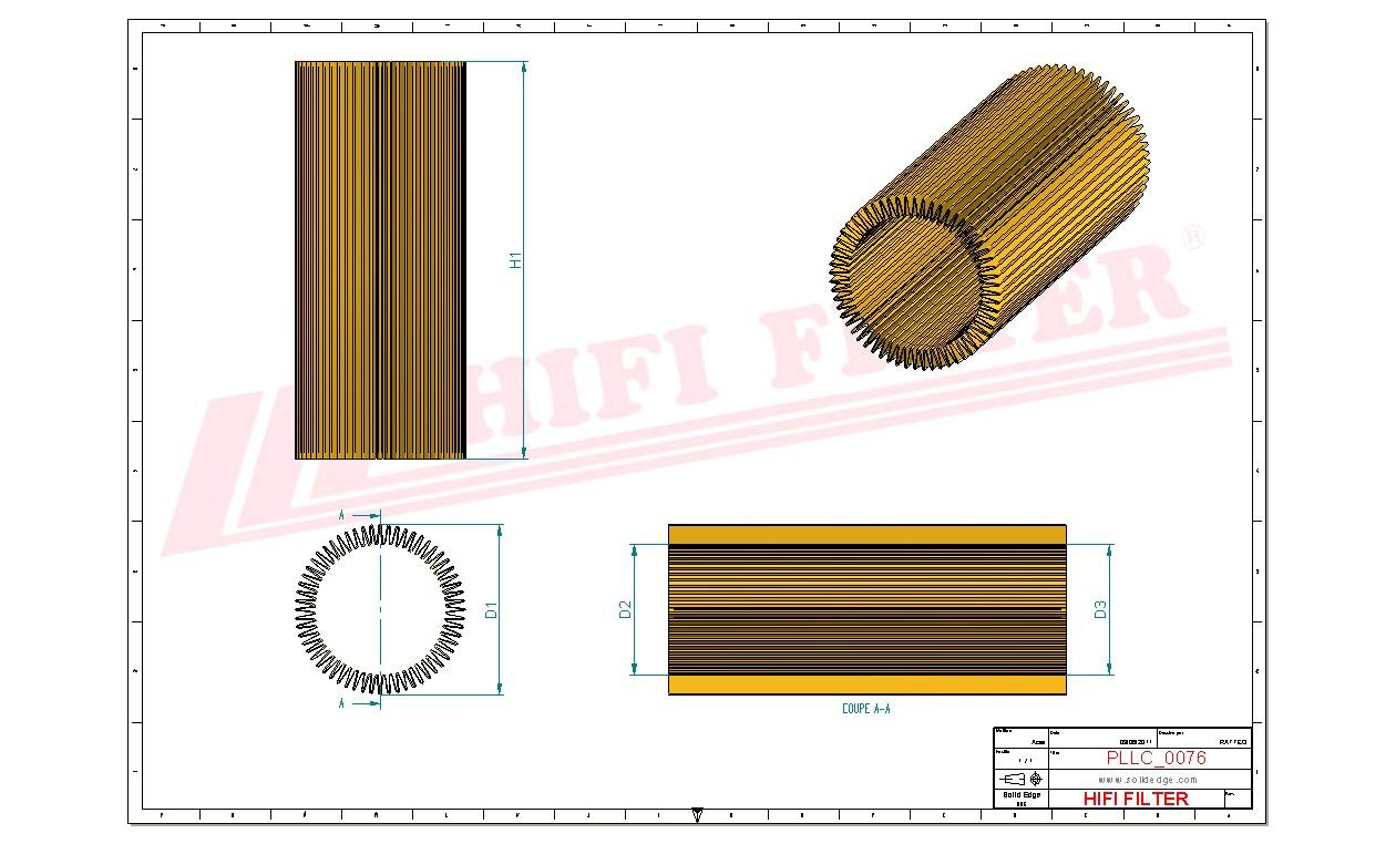 Schema tecnico Filtro olio