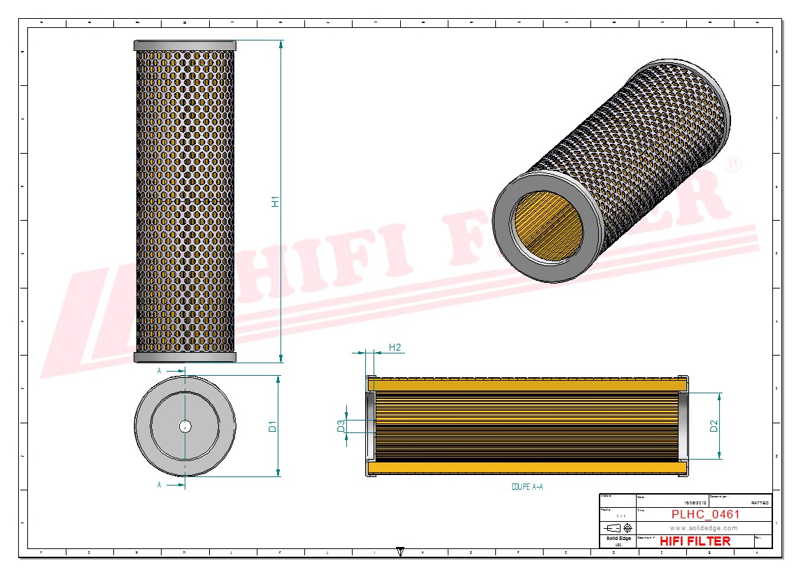 Schema tecnico Filtro olio