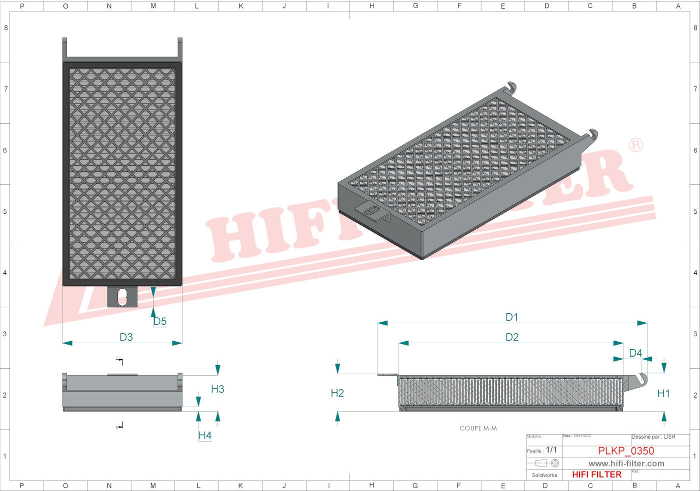 Schema tecnico Filtro abitacolo
