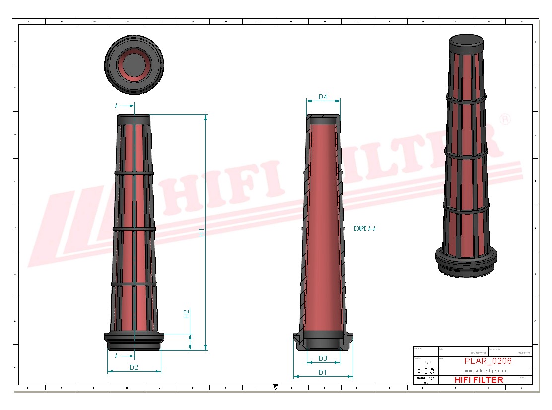 Schema tecnico Filtro aria