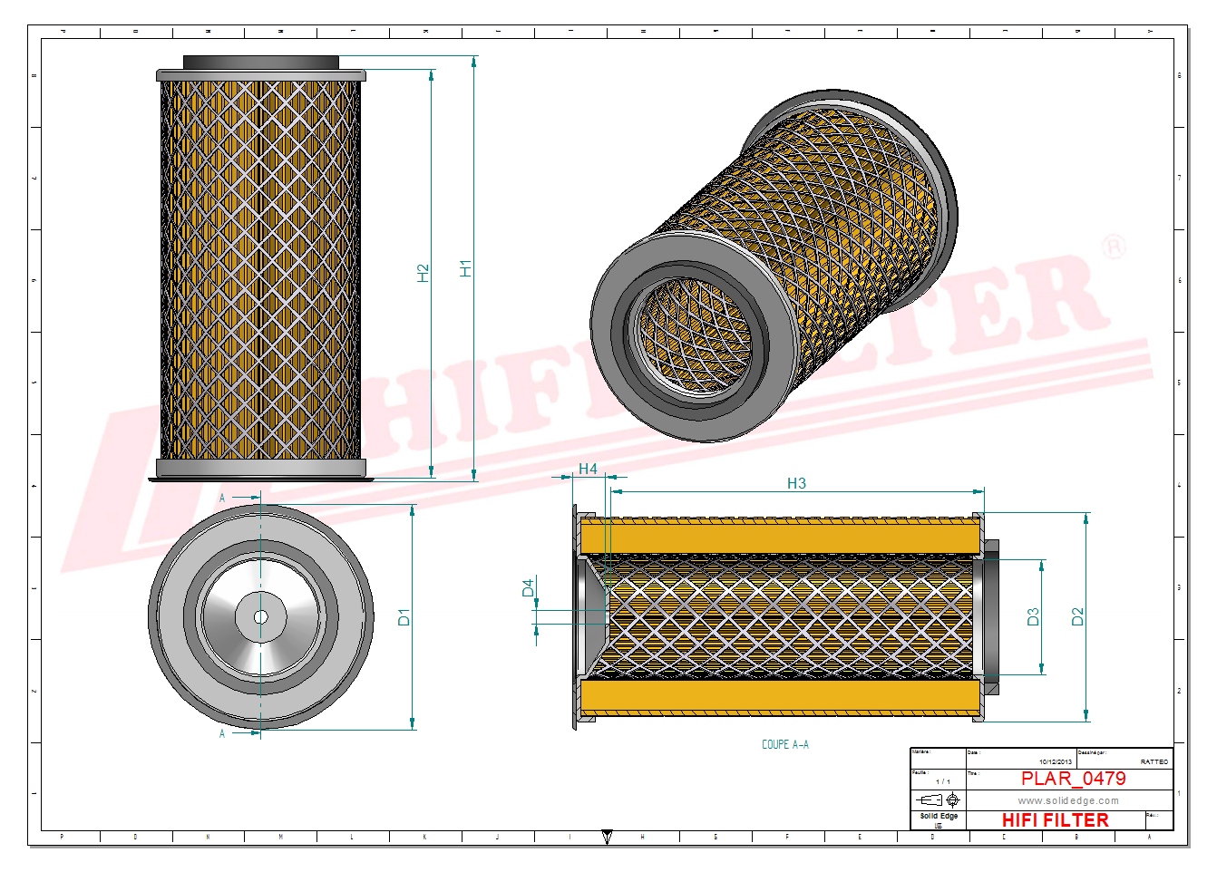 Schema tecnico Filtro aria