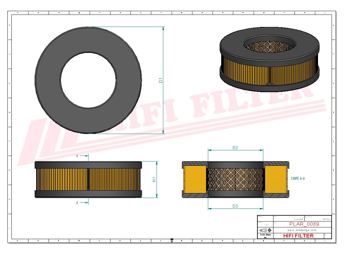 Schema tecnico Filtro aria