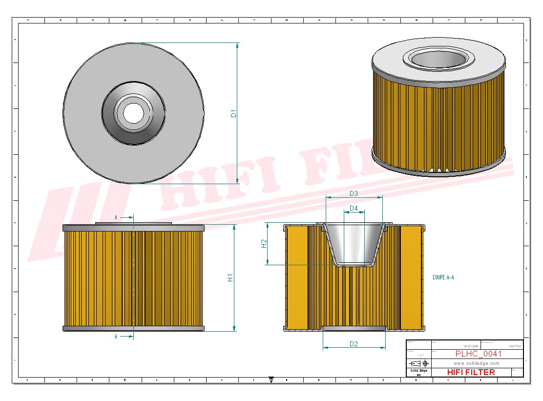 Schema tecnico Filtro olio