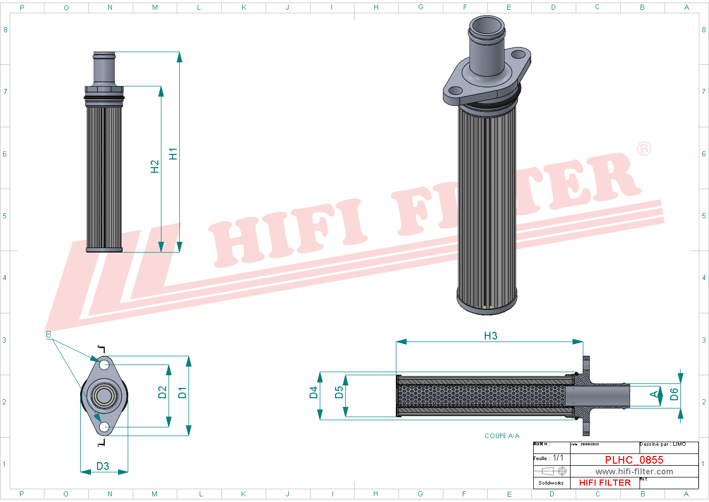 Schema tecnico Filtro olio