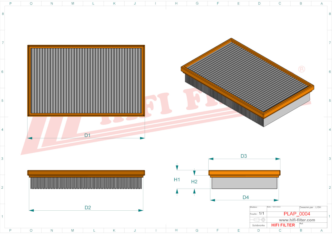 Schema tecnico Filtro aria 101206 per trattori e macchine agricole