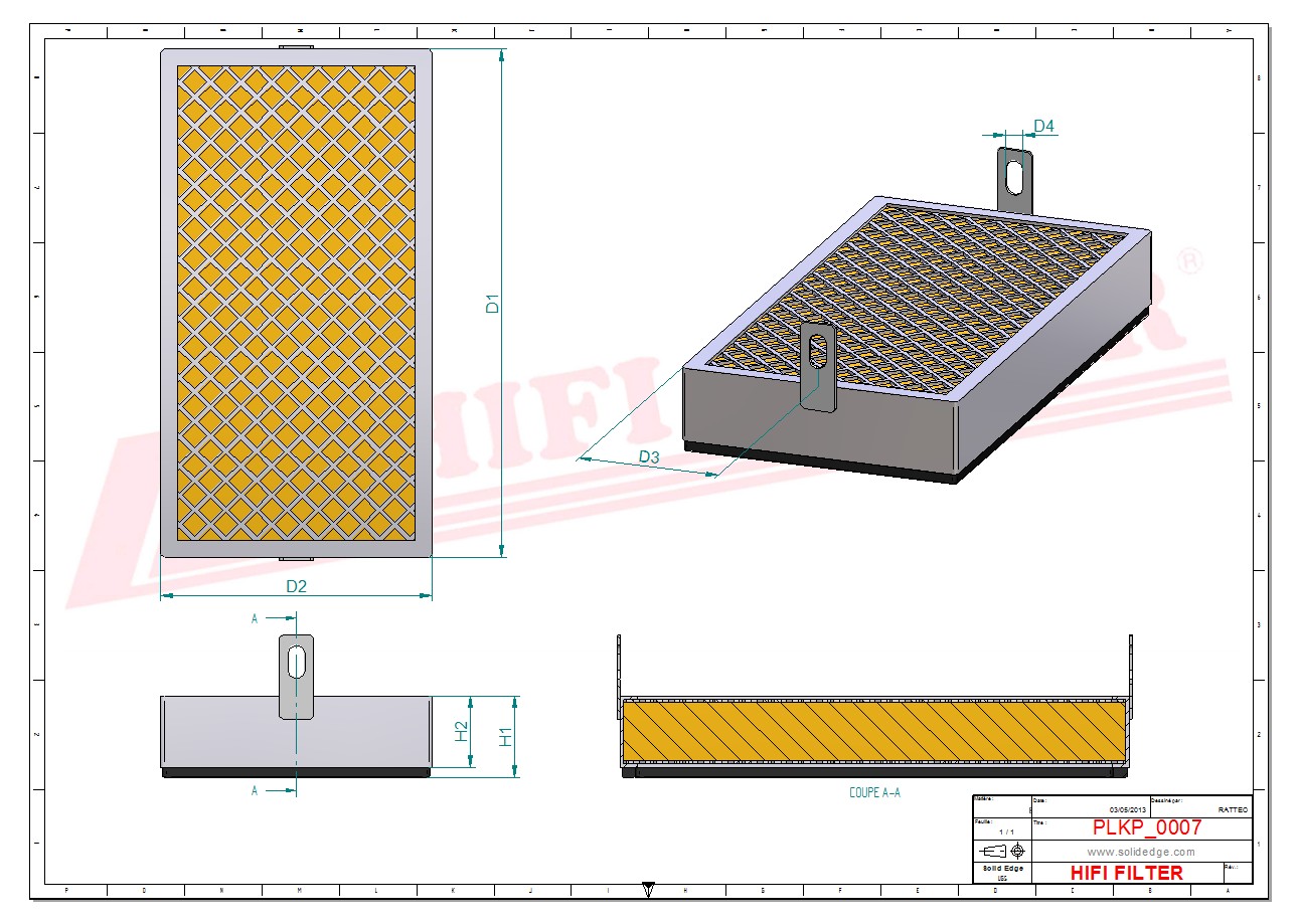 Schema tecnico Filtro abitacolo