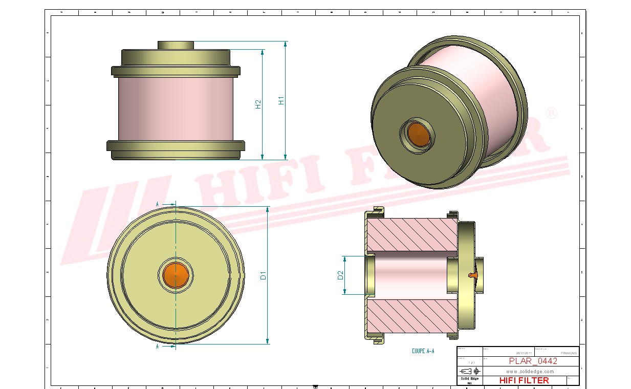 Schema tecnico Filtro aria