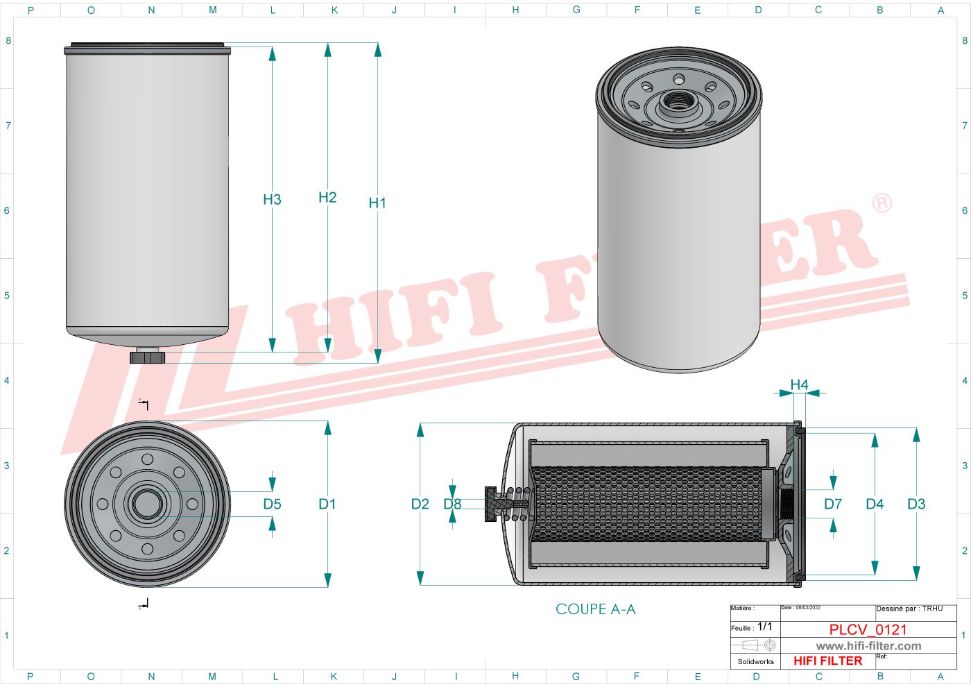Schema tecnico Filtro carburante