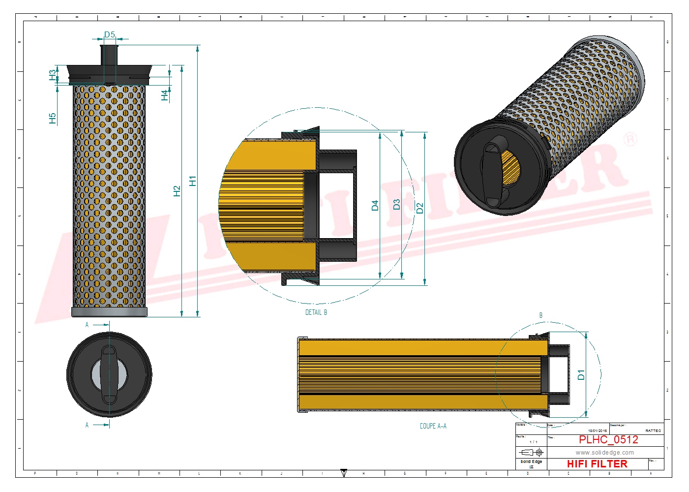 Schema tecnico Filtro idraulico 1006763843 per trattori e macchine agricole