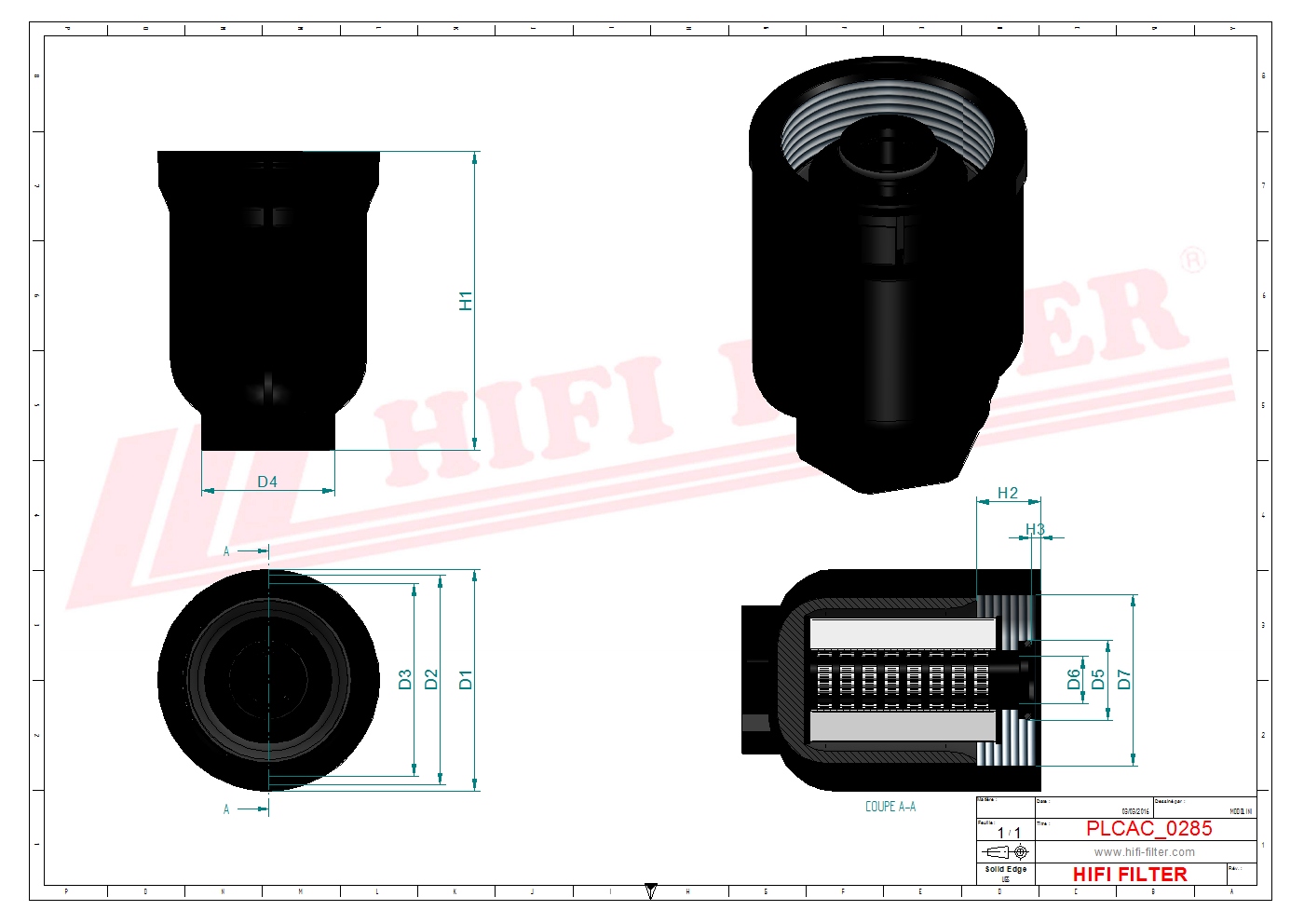 Schema tecnico Filtro Urea 0001407078 per trattori e macchine agricole
