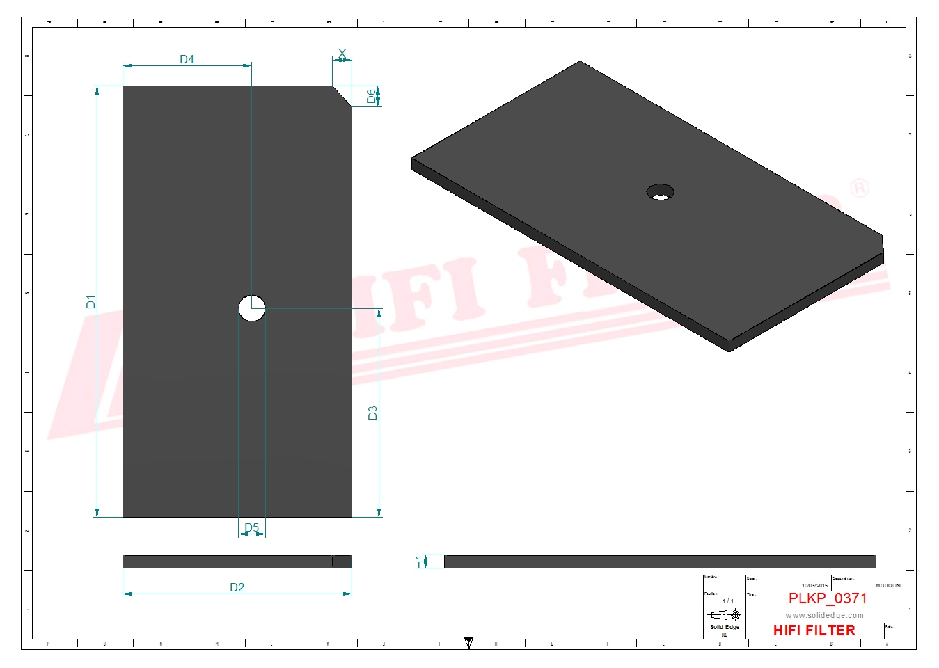 Schema tecnico Prefiltro aria